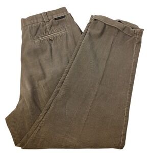Vtg Perry Ellis Cottons Corduroy Pants Mens 38/32 (31) Tan Wide‎ Leg Pleated Y2K